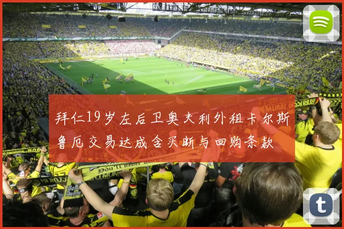拜仁19岁左后卫奥夫利外租卡尔斯鲁厄交易达成含买断与回购条款
